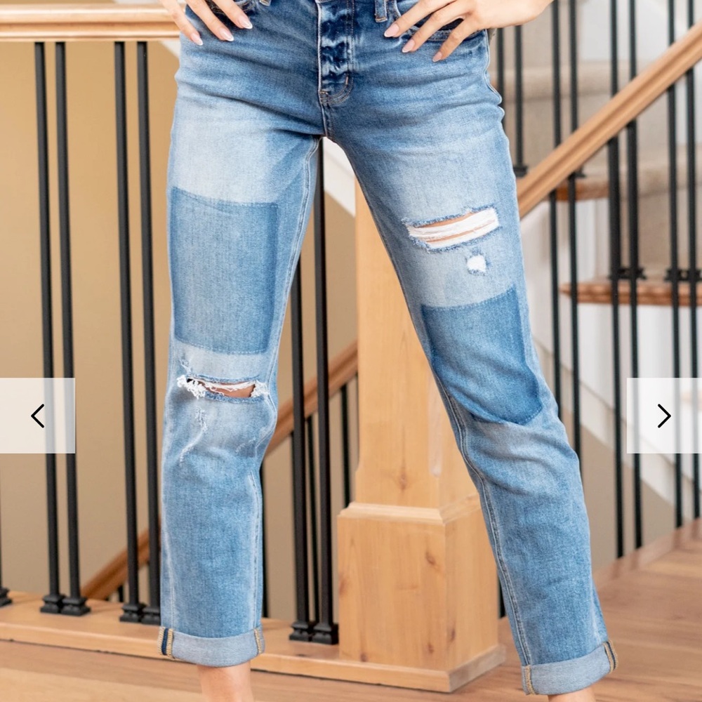 VERVET BY FLYING MONKEY Light Blue Distressed Boyfriend Jeans